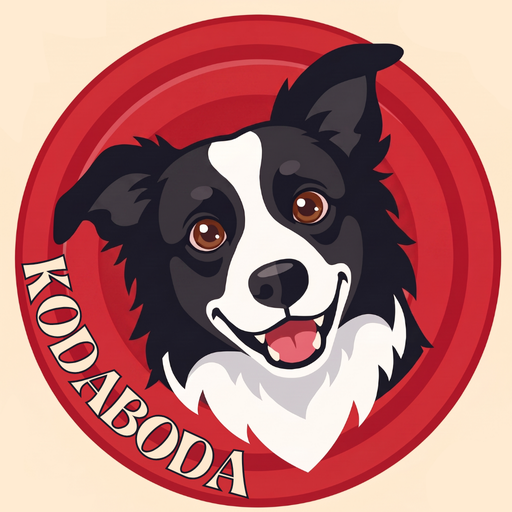 Kodaboda app icon — a border collie inside a red badge